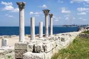 columns and ruins of Chersonesos in the city of Sevastopol photo