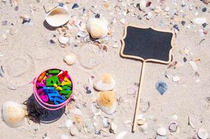 baby bucket with wooden letters photo