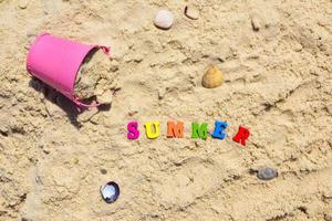 word summer from multicolored wooden letters photo