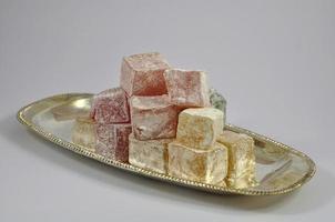 Heap of colorful Turkish delight photo
