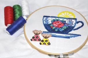 Fabric with embroidery in the hoop photo