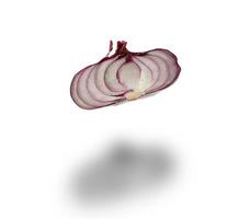 half red onion in husk isolated on a white background photo