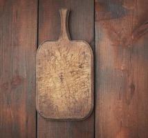 very old empty wooden rectangular cutting board, top view photo