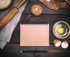 empty paper notebook with brown pages to record a recipe photo