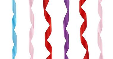 blue, pink, red and purple satin twisted ribbons isolated on white background photo