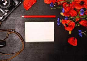 blank greeting card and a red pencil photo