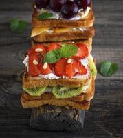 French toast from white bread with cottage cheese photo