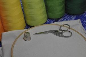 The fabric in the hoop for embroidery photo