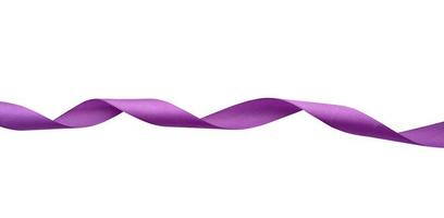 twisted silk purple ribbon isolated on white background, decorative element for designer photo