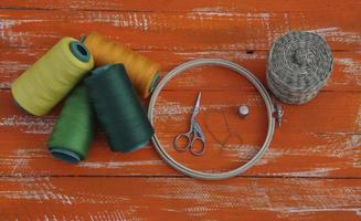 Threads in the coil and handicraft items photo