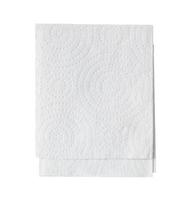 Two folded pieces of white tissue paper or napkin in stack tidily prepared for use in toilet or restroom isolated on white background with clipping path photo