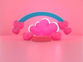 3D Rendering valentine background with decoration podium for product showcase photo