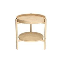 3D rendring Circle Wood Side Table With Three Wood Leg on White photo