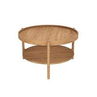 3D rendering Dark Wood Circle Side Table on White Background, Oa photo
