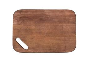 brown wooden cutting board with a slot for holding photo