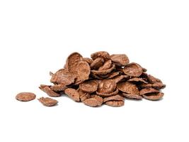 pile of chocolate cornflakes isolated on white background photo