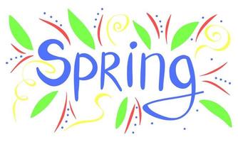 Spring word. Hand draw lettering spring. Vector illustration.