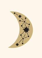 Golden crescent boho greeting card vector