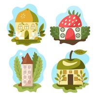 Fruit houses vector collection