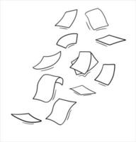 Paper files of documents fall down. Blank sheet. Office element. Thrown object. White trash. Cartoon flat illustration. Flying sheets vector