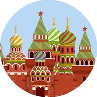 Orthodox Church. Eastern religious temple with bell tower. Monastery and Cathedral. Element of red square in Moscow Kremlin. Cartoon flat illustration. Prayer and Christian Greek and Russian faith vector