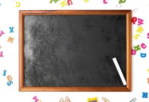 black chalk frame and  piece of white chalk photo