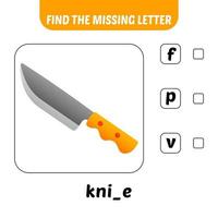 find the missing letter, knife vector