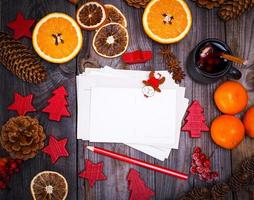 empty paper postcards and a red pencil photo