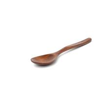 empty wooden brown new vintage spoon with handle isolated on white background photo