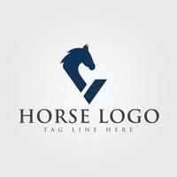 diseño de logotipo de caballo con letra v vector
