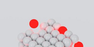 3d white cube with glowing red spheres. Abstract primitive shapes on white background. 3d illustration. 3d rendering. photo