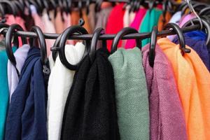 Samples of cloth and fabrics in different colors found at a fabrics market in Germany photo