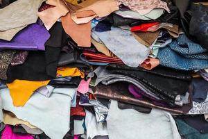 Samples of cloth and fabrics in different colors found at a fabrics market in Germany photo