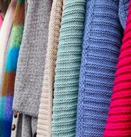 Samples of cloth and fabrics in different colors found at a fabrics market in Germany photo