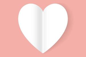 White heart symbol on pink background. Vector illustration.