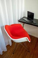 Red chair home office photo