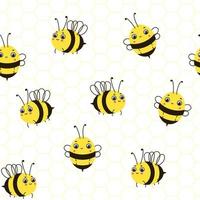 Cute bees on a background with honeycombs vector