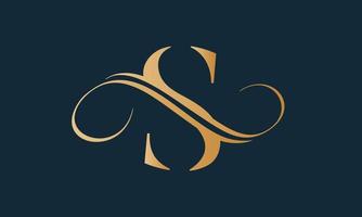 Luxury letter s logo template in gold color. Modern trendy initial luxury s letter logo design. Royal premium letter s logo design vector template.