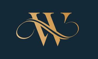 Luxury letter w logo template in gold color. Modern trendy initial luxury w letter logo design. Royal premium letter w logo design vector template.