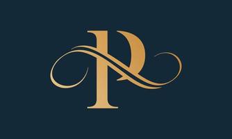 Luxury letter p logo template in gold color. Modern trendy initial luxury p letter logo design. Royal premium letter p logo design vector template.