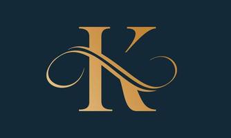 Luxury letter k logo template in gold color. Modern trendy initial luxury k letter logo design. Royal premium letter k logo design vector template.