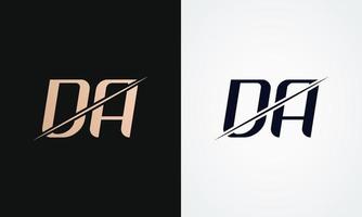 Plantilla de vector de diseño de logotipo de letra da. diseño de logotipo de letra da dorada y negra