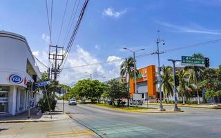 Playa del Carmen Quintana Roo Mexico 2021 Typical street road and cityscape of Playa del Carmen Mexico. photo