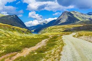 hermosa montaña y paisaje naturaleza panorama rondane parque nacional noruega. foto