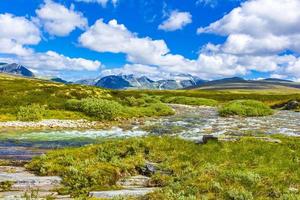 hermosa montaña y paisaje naturaleza panorama rondane parque nacional noruega. foto