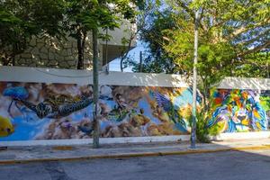 Playa del Carmen Quintana Roo Mexico 2021 Artistic walls with paintings and graffiti Playa del Carmen Quintana Roo Mexico. photo