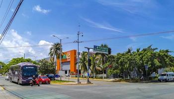 Playa del Carmen Quintana Roo Mexico 2021 Typical street road and cityscape of Playa del Carmen Mexico. photo