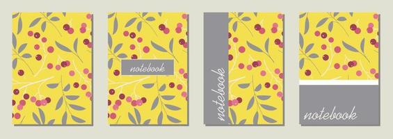 Vector templates for cover pages. Universal abstract floral cover layout. Suitable for notebooks, books, diaries, catalogs, etc.