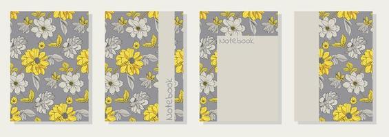 Vector templates for cover pages. Universal abstract floral cover layout. Suitable for notebooks, books, diaries, catalogs, etc.