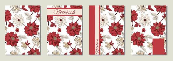 Vector templates for cover pages. Universal abstract floral cover layout. Suitable for notebooks, books, diaries, catalogs, etc.